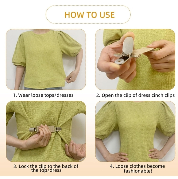 Adjustable Elastic Cinch Clip Straps in Multi-Color with Stretchy Fabric 6pc Set - Picture 4 of 7